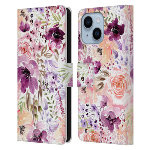 Anis Illustration Bloomers Floral Chaos Leather Book Wallet Case Cover For Apple iPhone 14 Plus