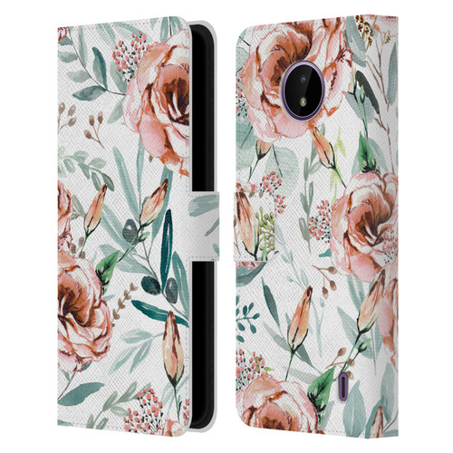 Anis Illustration Bloomers White Leather Book Wallet Case Cover For Nokia C10 / C20
