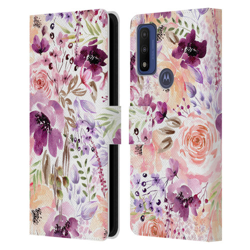 Anis Illustration Bloomers Floral Chaos Leather Book Wallet Case Cover For Motorola G Pure