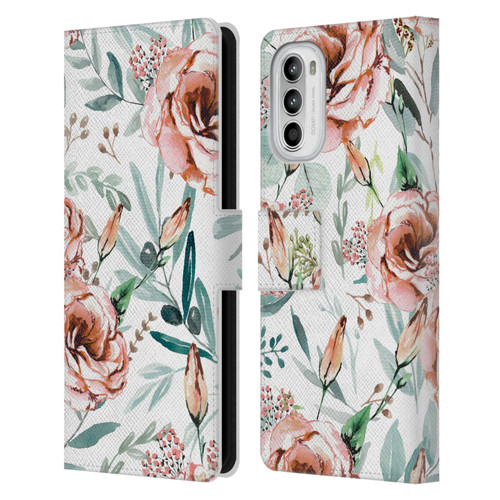 Anis Illustration Bloomers White Leather Book Wallet Case Cover For Motorola Moto G52
