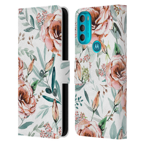 Anis Illustration Bloomers White Leather Book Wallet Case Cover For Motorola Moto G71 5G