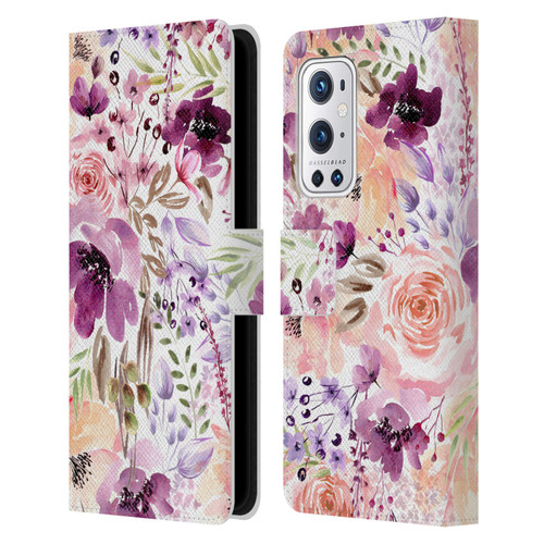 Anis Illustration Bloomers Floral Chaos Leather Book Wallet Case Cover For OnePlus 9 Pro