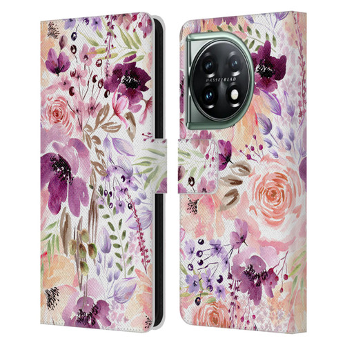 Anis Illustration Bloomers Floral Chaos Leather Book Wallet Case Cover For OnePlus 11 5G