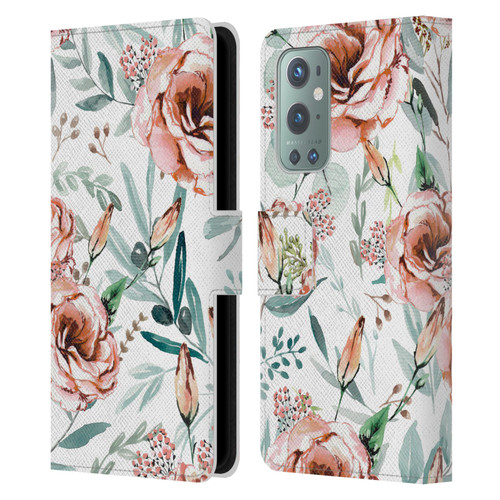 Anis Illustration Bloomers White Leather Book Wallet Case Cover For OnePlus 9
