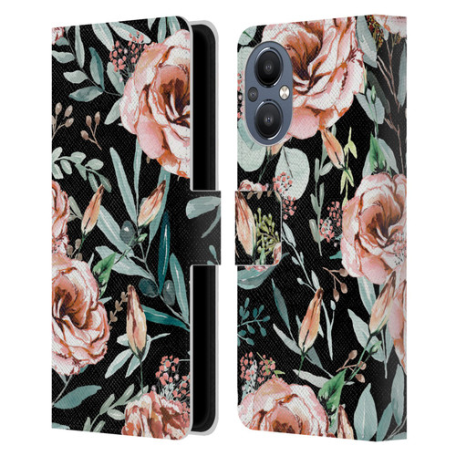 Anis Illustration Bloomers Black Leather Book Wallet Case Cover For OnePlus Nord N20 5G