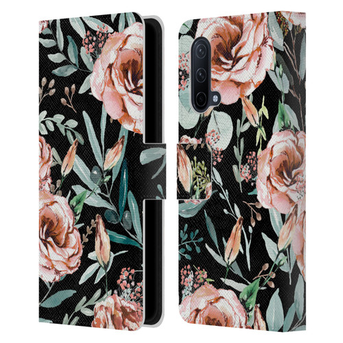 Anis Illustration Bloomers Black Leather Book Wallet Case Cover For OnePlus Nord CE 5G