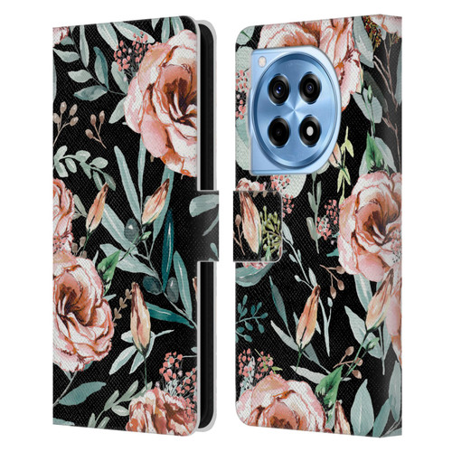 Anis Illustration Bloomers Black Leather Book Wallet Case Cover For OnePlus 12R