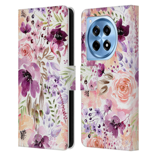 Anis Illustration Bloomers Floral Chaos Leather Book Wallet Case Cover For OnePlus 12R