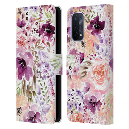 Anis Illustration Bloomers Floral Chaos Leather Book Wallet Case Cover For OPPO A54 5G