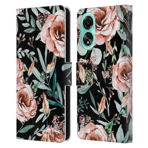Anis Illustration Bloomers Black Leather Book Wallet Case Cover For OPPO A78 4G
