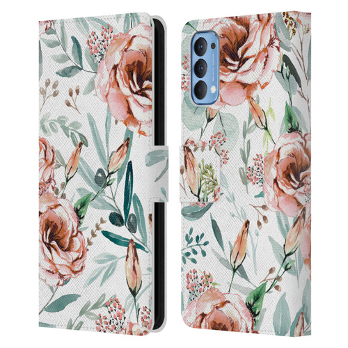 Anis Illustration Bloomers White Leather Book Wallet Case Cover For OPPO Reno 4 5G