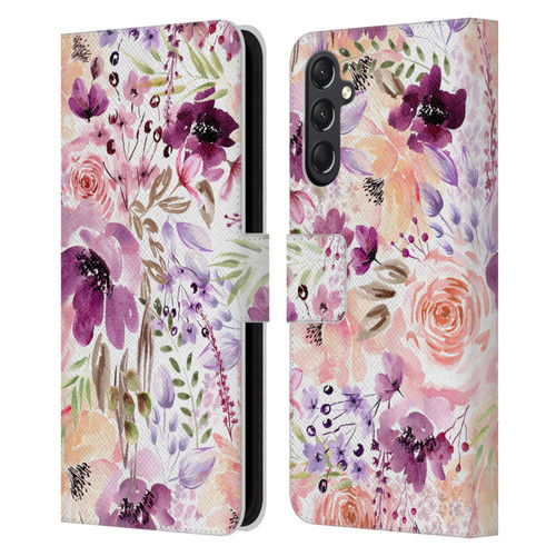 Anis Illustration Bloomers Floral Chaos Leather Book Wallet Case Cover For Samsung Galaxy A24 4G / M34 5G