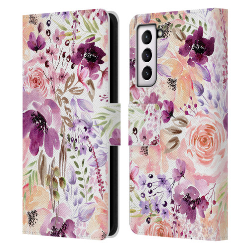Anis Illustration Bloomers Floral Chaos Leather Book Wallet Case Cover For Samsung Galaxy S21 5G