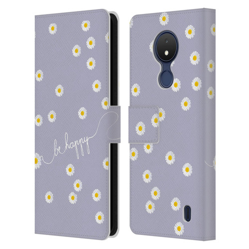Monika Strigel Happy Daisy Lavender Leather Book Wallet Case Cover For Nokia C21