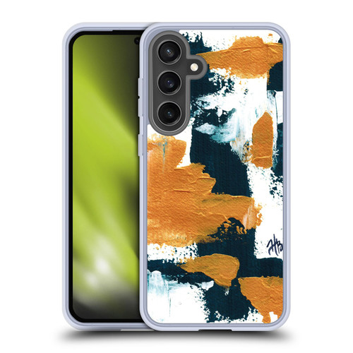 Haley Bush Pattern Painting Abstract Navy Gold White Soft Gel Case for Samsung Galaxy S24 FE