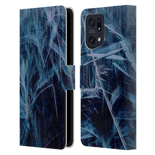 Dorit Fuhg Mystic Nature Blue Grass Leather Book Wallet Case Cover For OPPO Find X5