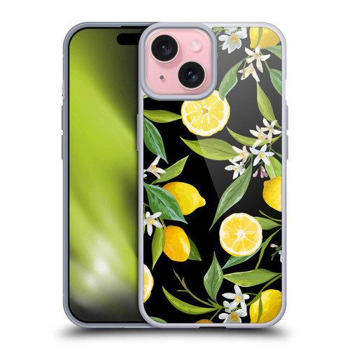 Haroulita Fruits Flowers And Lemons Soft Gel Case for Apple iPhone 15