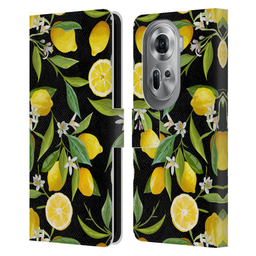 Haroulita Fruits Flowers And Lemons Leather Book Wallet Case Cover For OPPO Reno11 Pro