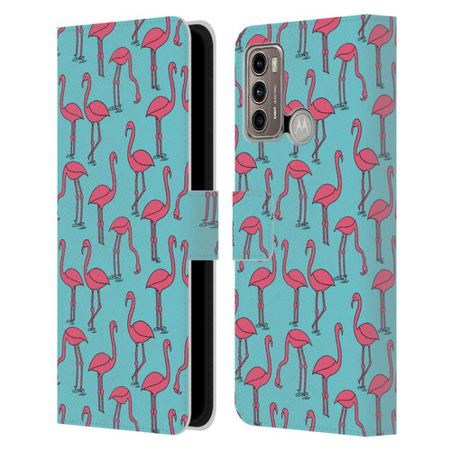 Andrea Lauren Design Birds Simple Flamingo Leather Book Wallet Case Cover For Motorola Moto G60 / Moto G40 Fusion