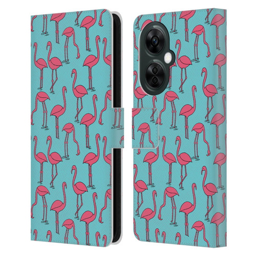 Andrea Lauren Design Birds Simple Flamingo Leather Book Wallet Case Cover For OnePlus Nord CE 3 Lite 5G