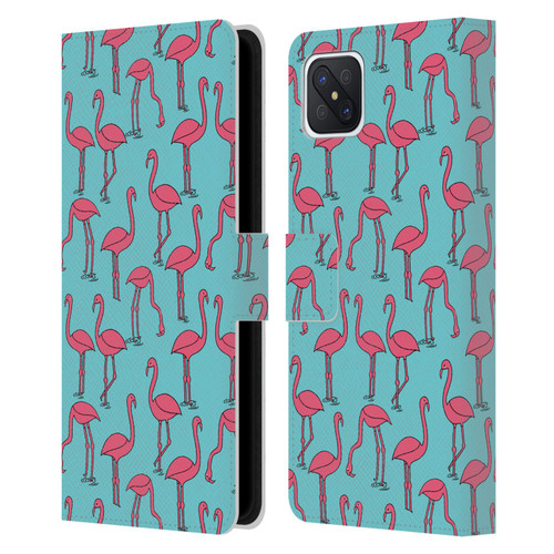 Andrea Lauren Design Birds Simple Flamingo Leather Book Wallet Case Cover For OPPO Reno4 Z 5G