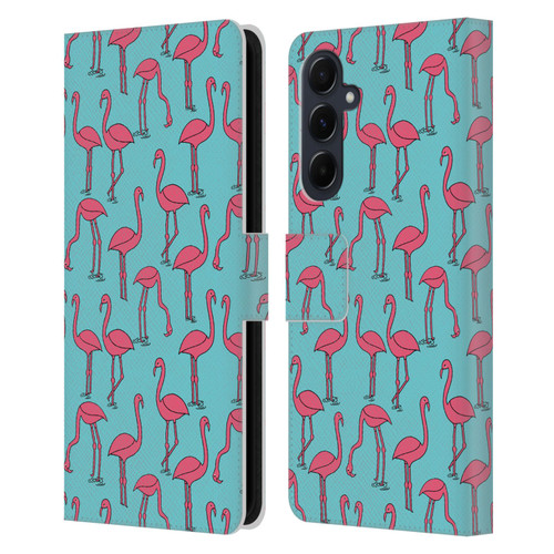 Andrea Lauren Design Birds Simple Flamingo Leather Book Wallet Case Cover For Samsung Galaxy A55 5G