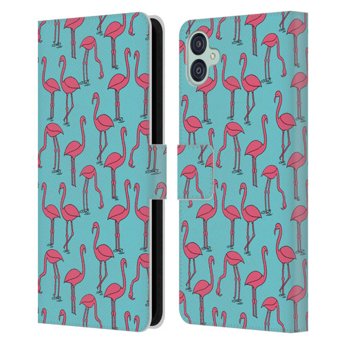 Andrea Lauren Design Birds Simple Flamingo Leather Book Wallet Case Cover For Samsung Galaxy M04 5G / A04e