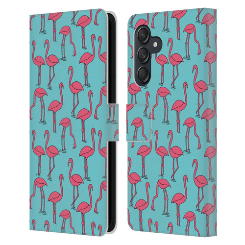Andrea Lauren Design Birds Simple Flamingo Leather Book Wallet Case Cover For Samsung Galaxy M55 5G