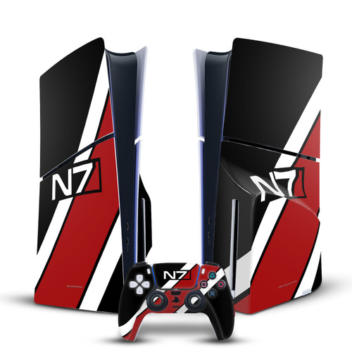 EA Bioware Mass Effect Graphics N7 Logo Stripes Vinyl Sticker Skin Decal Cover for Sony PS5 Slim Disc Edition Bundle