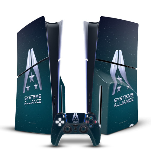 EA Bioware Mass Effect Graphics Systems Alliance Logo Vinyl Sticker Skin Decal Cover for Sony PS5 Slim Disc Edition Bundle