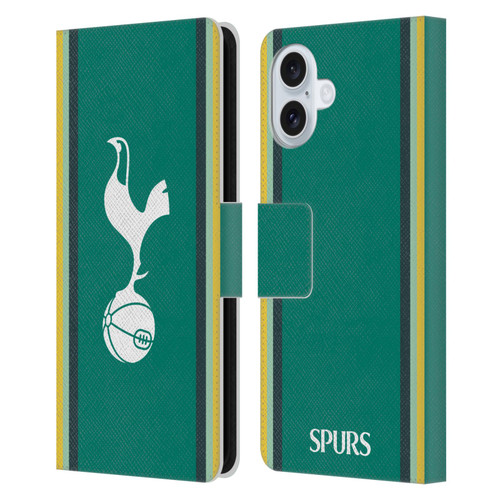 Tottenham Hotspur F.C. 2024/25 Badge Kit Third Leather Book Wallet Case Cover For Apple iPhone 16 Plus