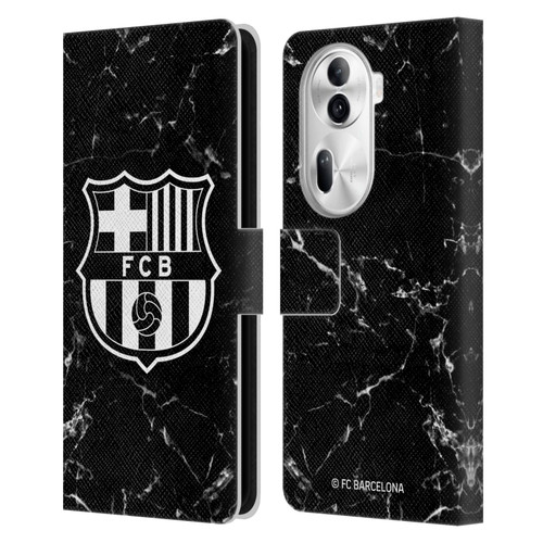 FC Barcelona Crest Patterns Black Marble Leather Book Wallet Case Cover For OPPO Reno11