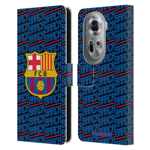 FC Barcelona Crest Patterns Barca Leather Book Wallet Case Cover For OPPO Reno11 Pro
