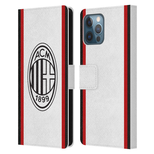 AC Milan 2024/25 Crest Kit Away Leather Book Wallet Case Cover For Apple iPhone 12 Pro Max