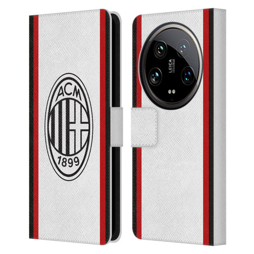 AC Milan 2024/25 Crest Kit Away Leather Book Wallet Case Cover For Xiaomi 14 Ultra