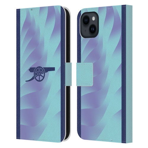 Arsenal FC 2024/25 Kit Third Leather Book Wallet Case Cover For Apple iPhone 15 Plus