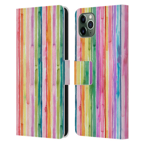 Ninola Colorful Geometric Rainbow Stripes Leather Book Wallet Case Cover For Apple iPhone 11 Pro Max