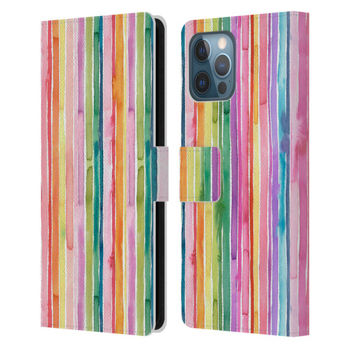 Ninola Colorful Geometric Rainbow Stripes Leather Book Wallet Case Cover For Apple iPhone 12 Pro Max