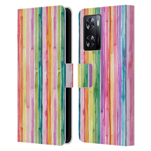 Ninola Colorful Geometric Rainbow Stripes Leather Book Wallet Case Cover For OPPO A57s