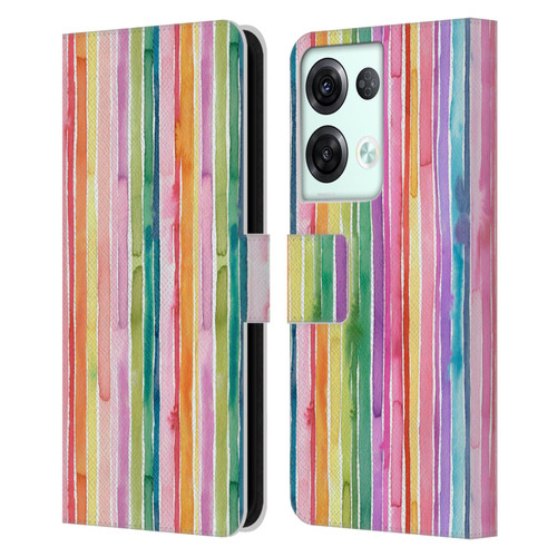 Ninola Colorful Geometric Rainbow Stripes Leather Book Wallet Case Cover For OPPO Reno8 Pro