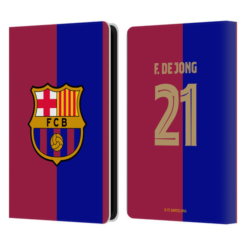 FC Barcelona 2024/25 Players Home Kit Frenkie de Jong Leather Book Wallet Case Cover For Amazon Kindle Paperwhite 5 (2021)