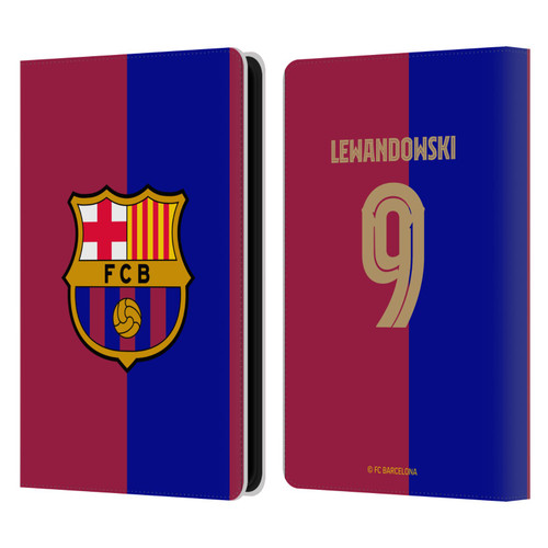 FC Barcelona 2024/25 Players Home Kit Robert Lewandowski Leather Book Wallet Case Cover For Amazon Kindle Paperwhite 5 (2021)