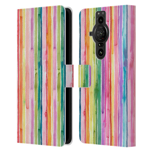 Ninola Colorful Geometric Rainbow Stripes Leather Book Wallet Case Cover For Sony Xperia Pro-I