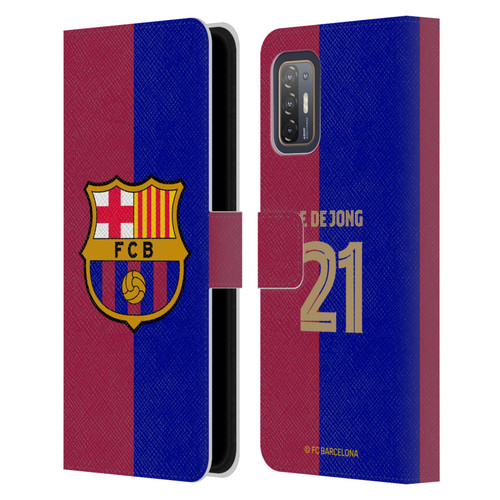 FC Barcelona 2024/25 Players Home Kit Frenkie de Jong Leather Book Wallet Case Cover For HTC Desire 21 Pro 5G