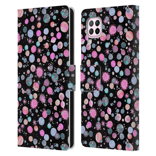 Ninola Colourful Patterns Space Planets Pink Leather Book Wallet Case Cover For Huawei Nova 6 SE / P40 Lite
