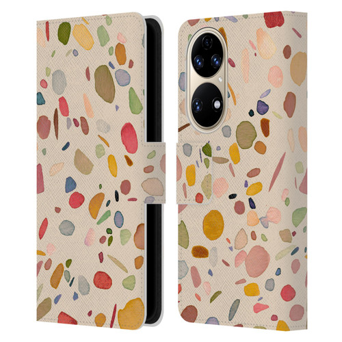 Ninola Colourful Patterns Terrazzo Leather Book Wallet Case Cover For Huawei P50