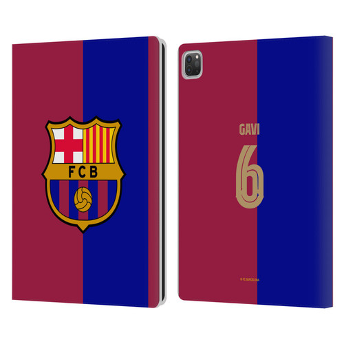FC Barcelona 2024/25 Players Home Kit Gavi Leather Book Wallet Case Cover For Apple iPad Pro 13 M4 2024
