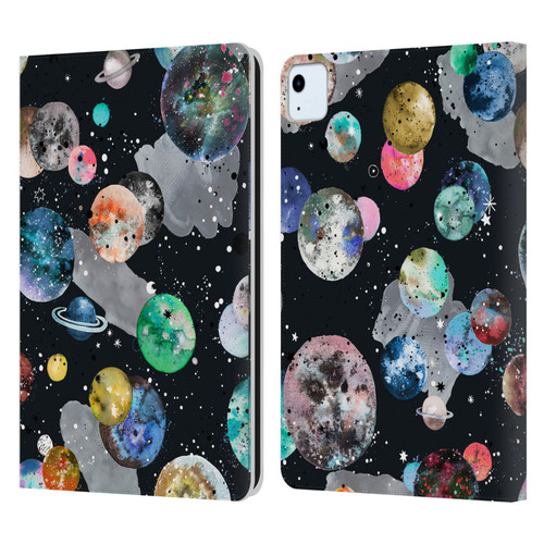 Ninola Colourful Patterns Space Planets Black Leather Book Wallet Case Cover For Apple iPad Air 11 2020/2022/2024
