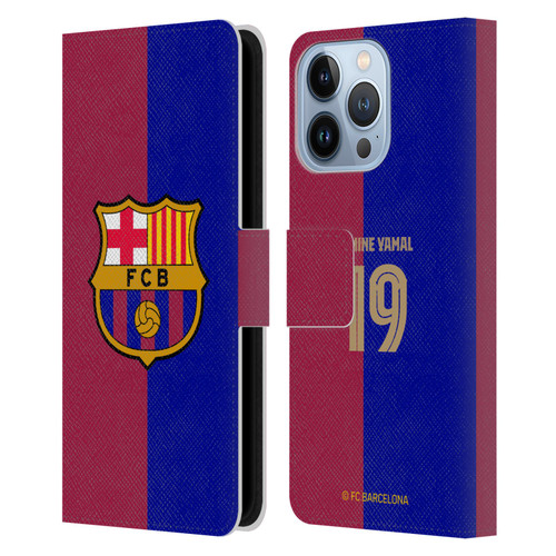 FC Barcelona 2024/25 Players Home Kit Lamine Yamal Leather Book Wallet Case Cover For Apple iPhone 13 Pro