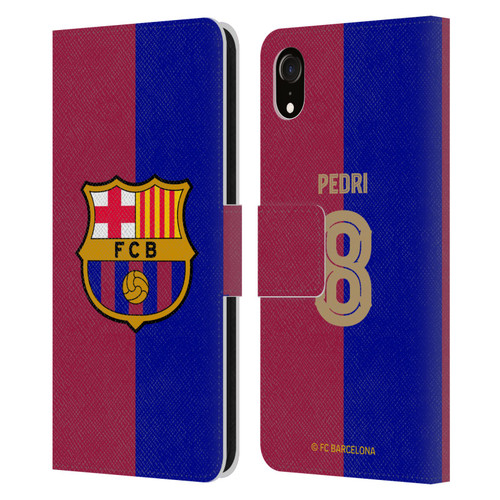 FC Barcelona 2024/25 Players Home Kit Pedri Leather Book Wallet Case Cover For Apple iPhone XR